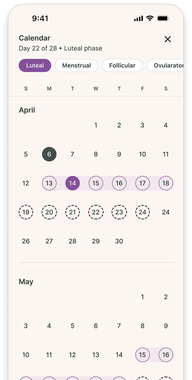 Track your cycle and hormonal phases