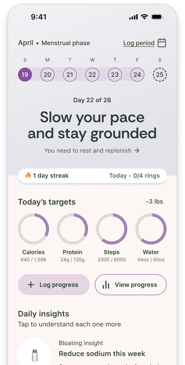 Ovulation phase home screen