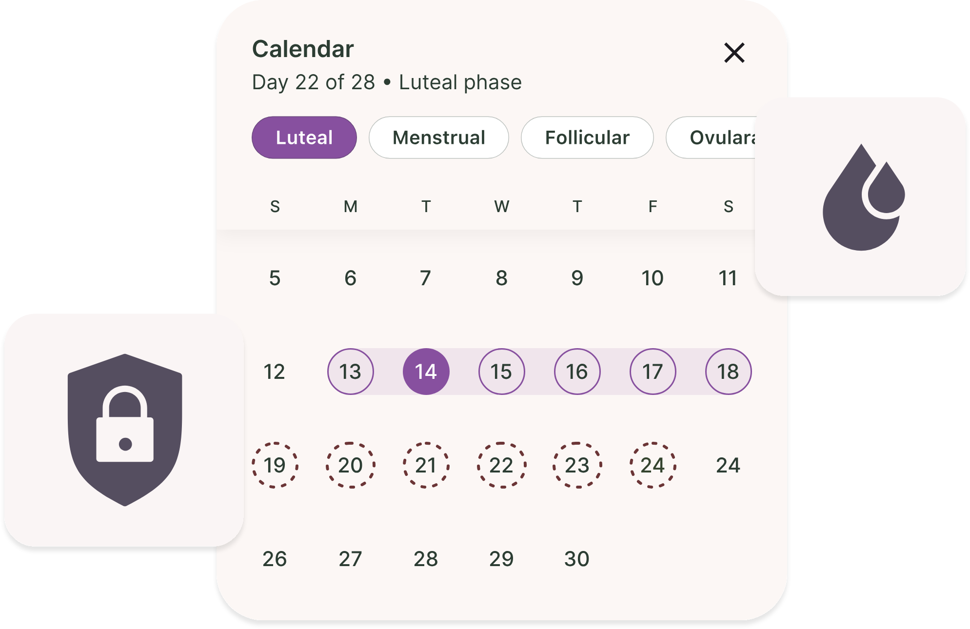 Calendar with shield and lock illustrating on-device privacy
