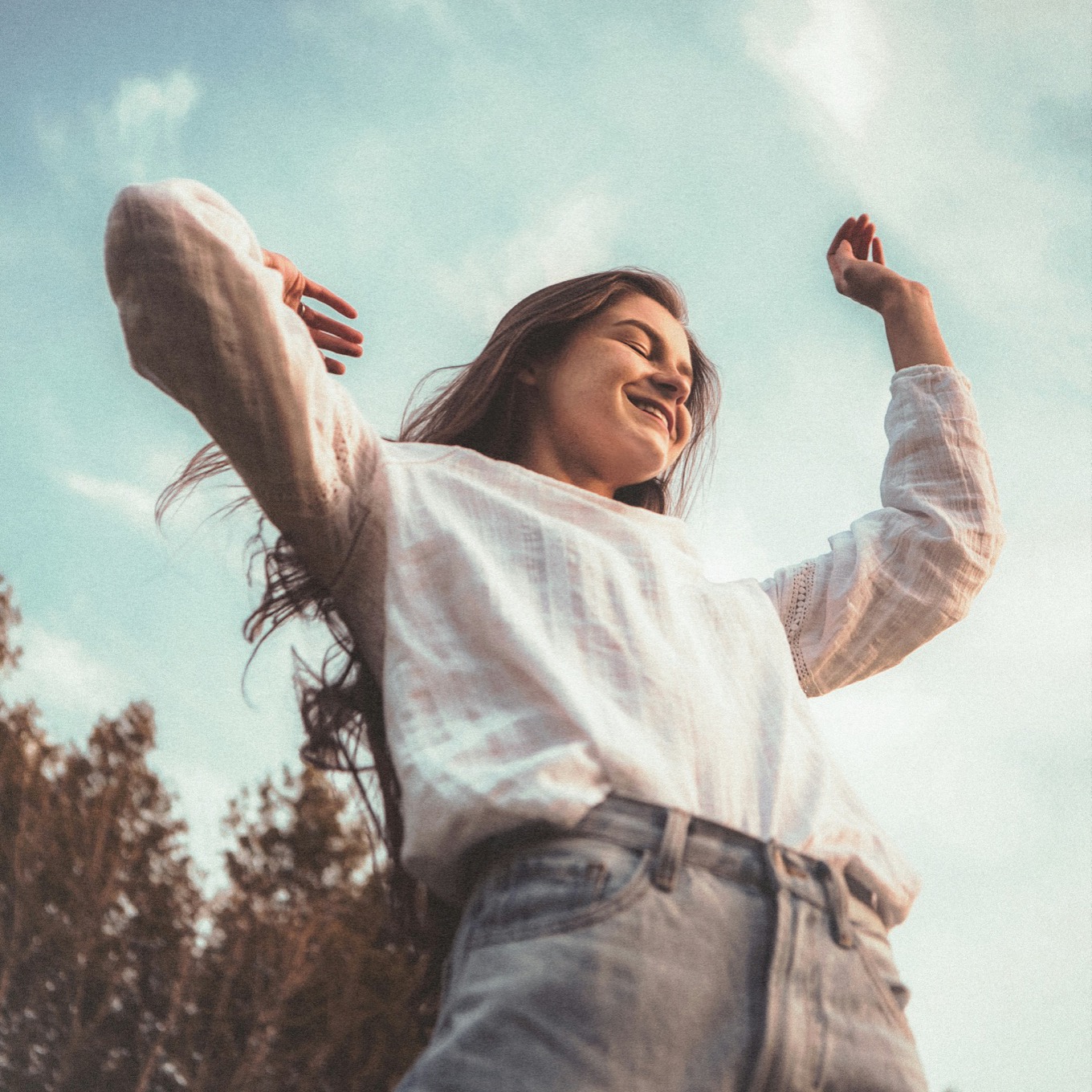 Woman dancing outdoors
